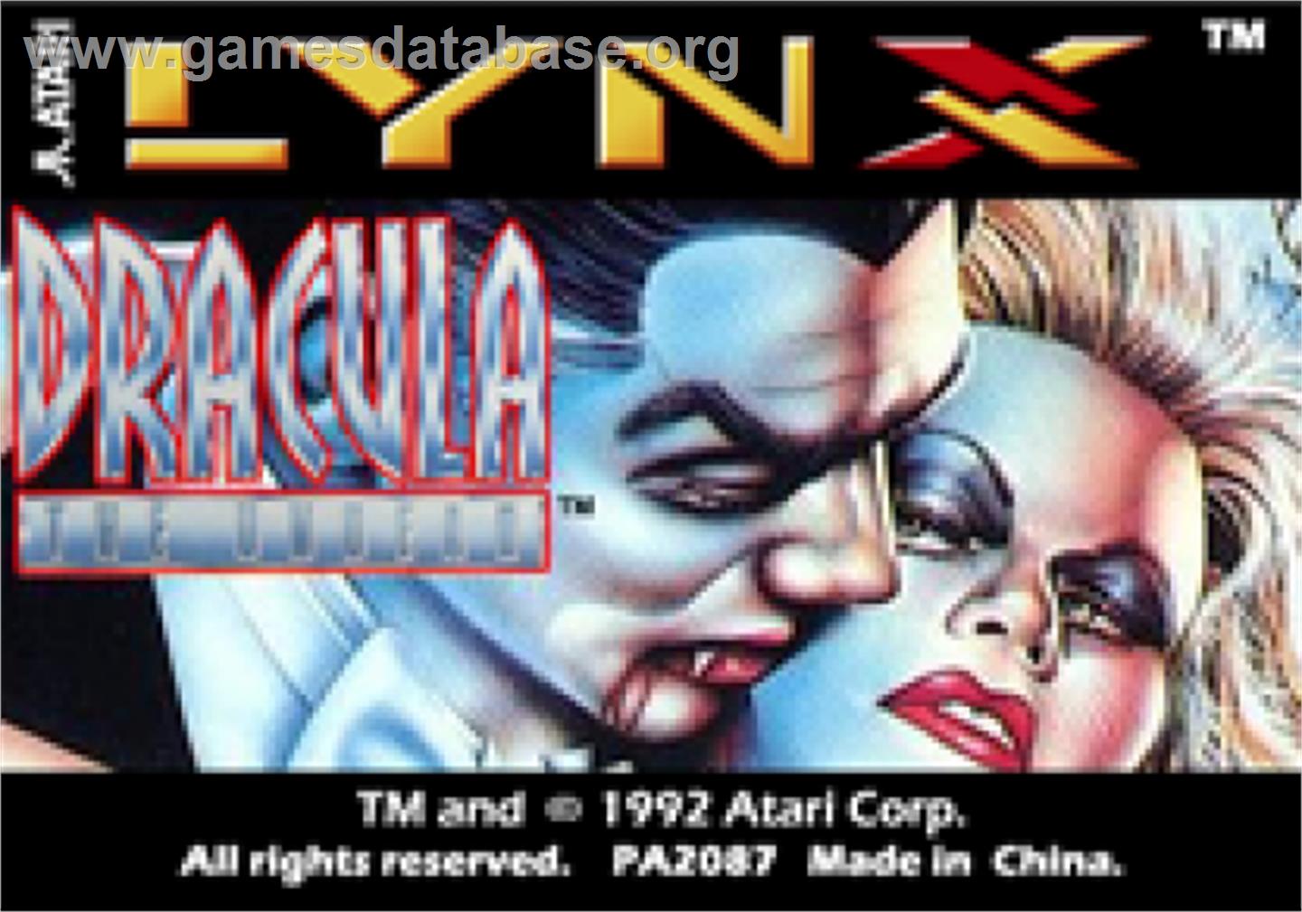 Dracula the Undead - Atari Lynx - Artwork - Cartridge Top