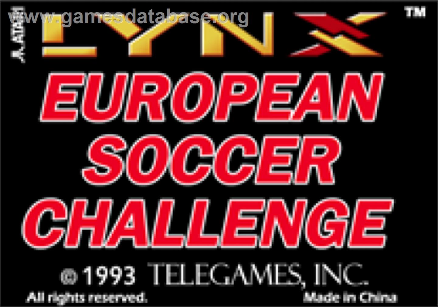 European Soccer Challenge - Atari Lynx - Artwork - Cartridge Top