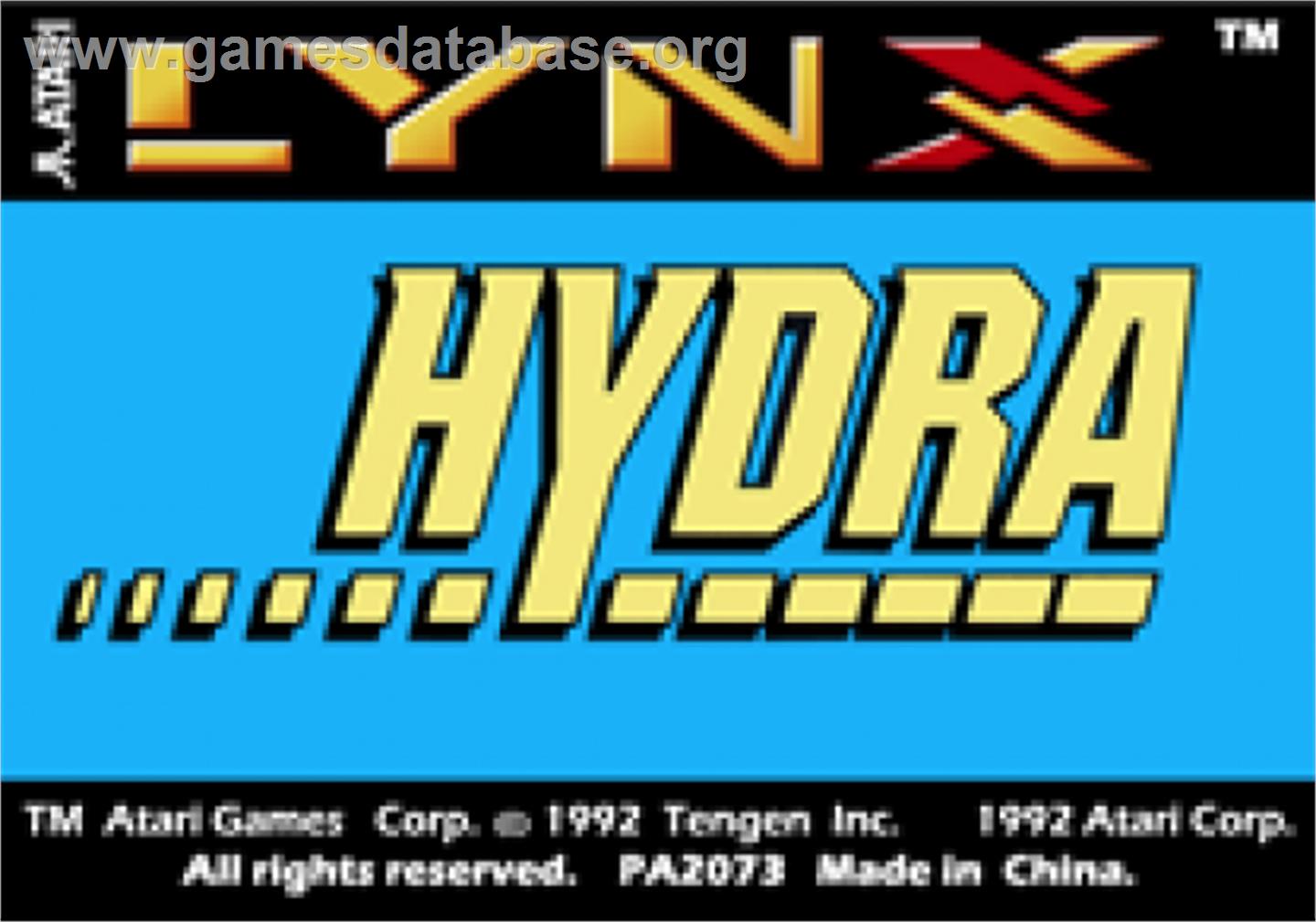 Hydra - Atari Lynx - Artwork - Cartridge Top