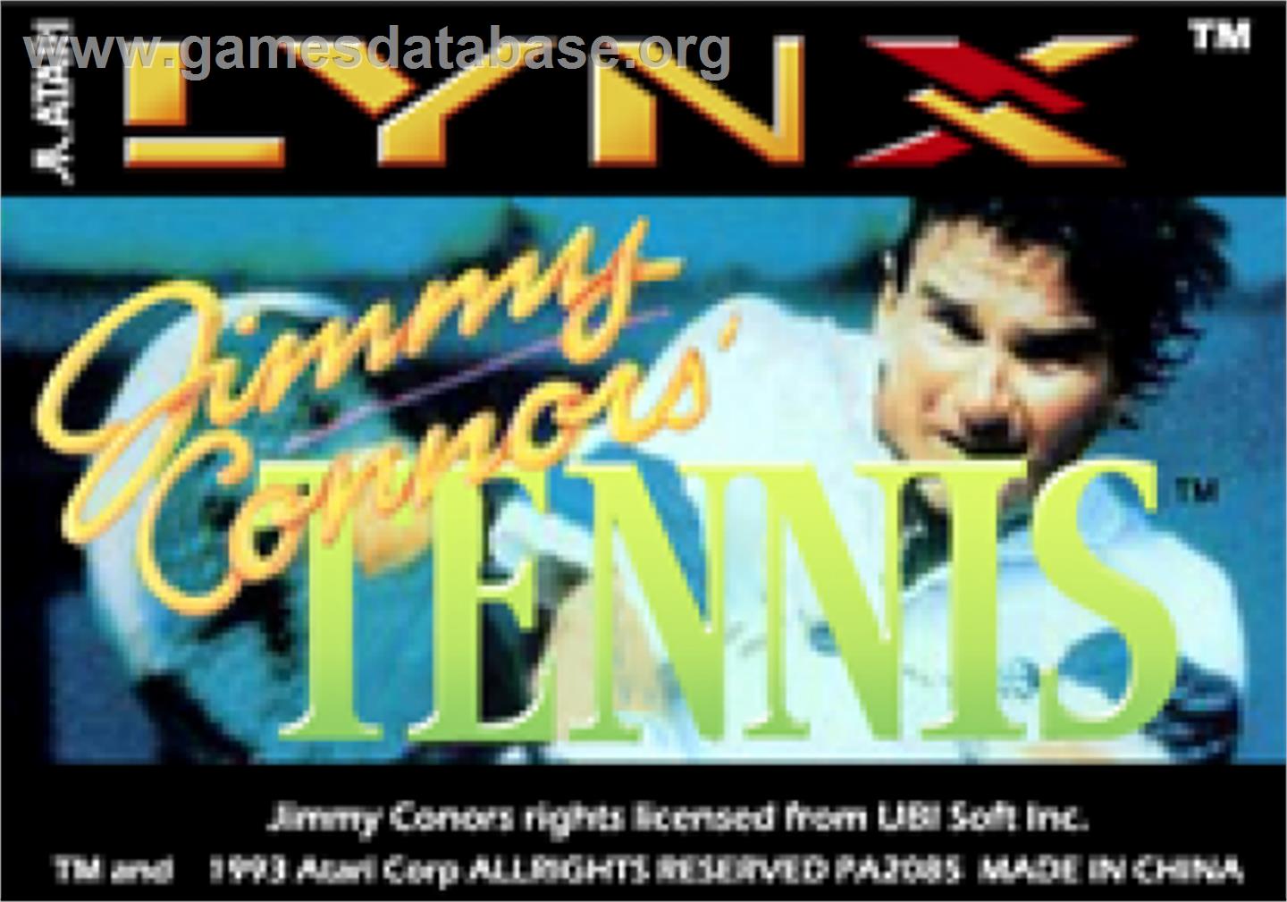 Jimmy Connors Pro Tennis Tour - Atari Lynx - Artwork - Cartridge Top
