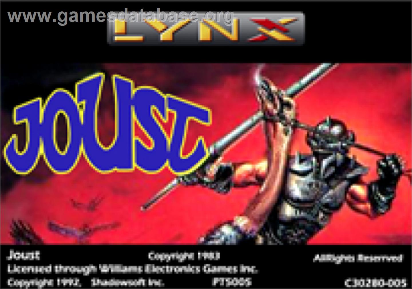 Joust - Atari Lynx - Artwork - Cartridge Top