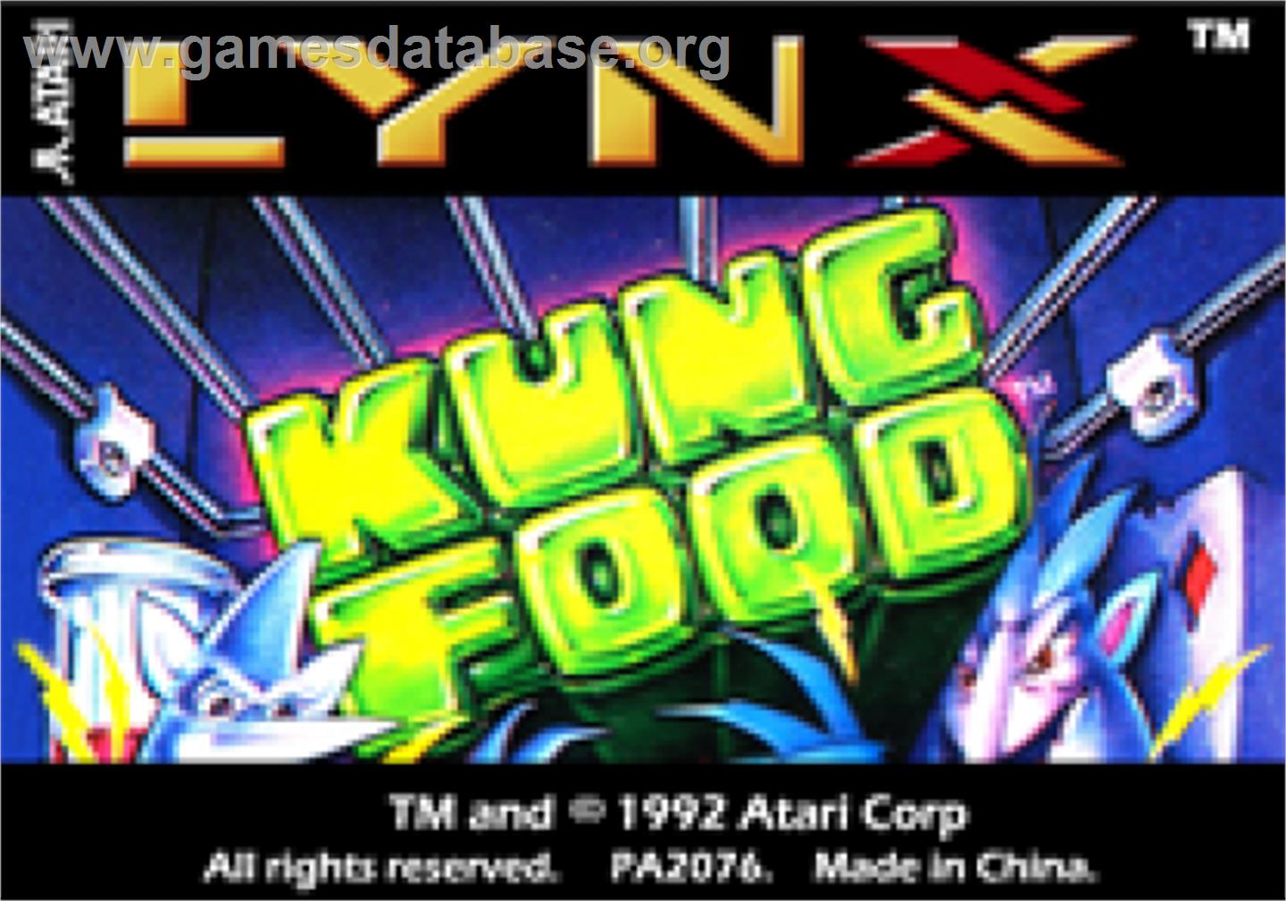Kung Food - Atari Lynx - Artwork - Cartridge Top