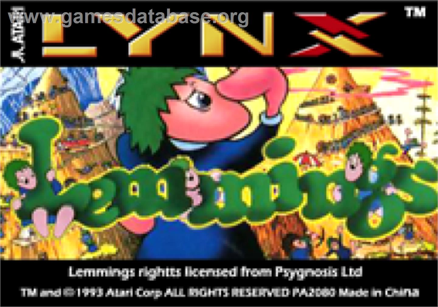 Lemmings - Atari Lynx - Artwork - Cartridge Top