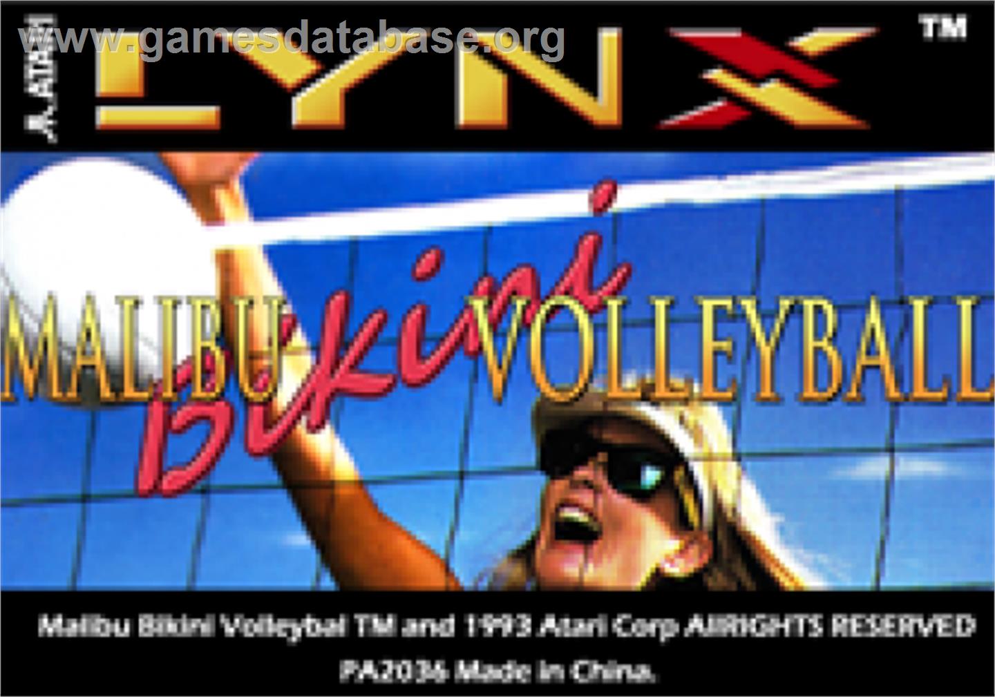 Malibu Bikini Volleyball - Atari Lynx - Artwork - Cartridge Top