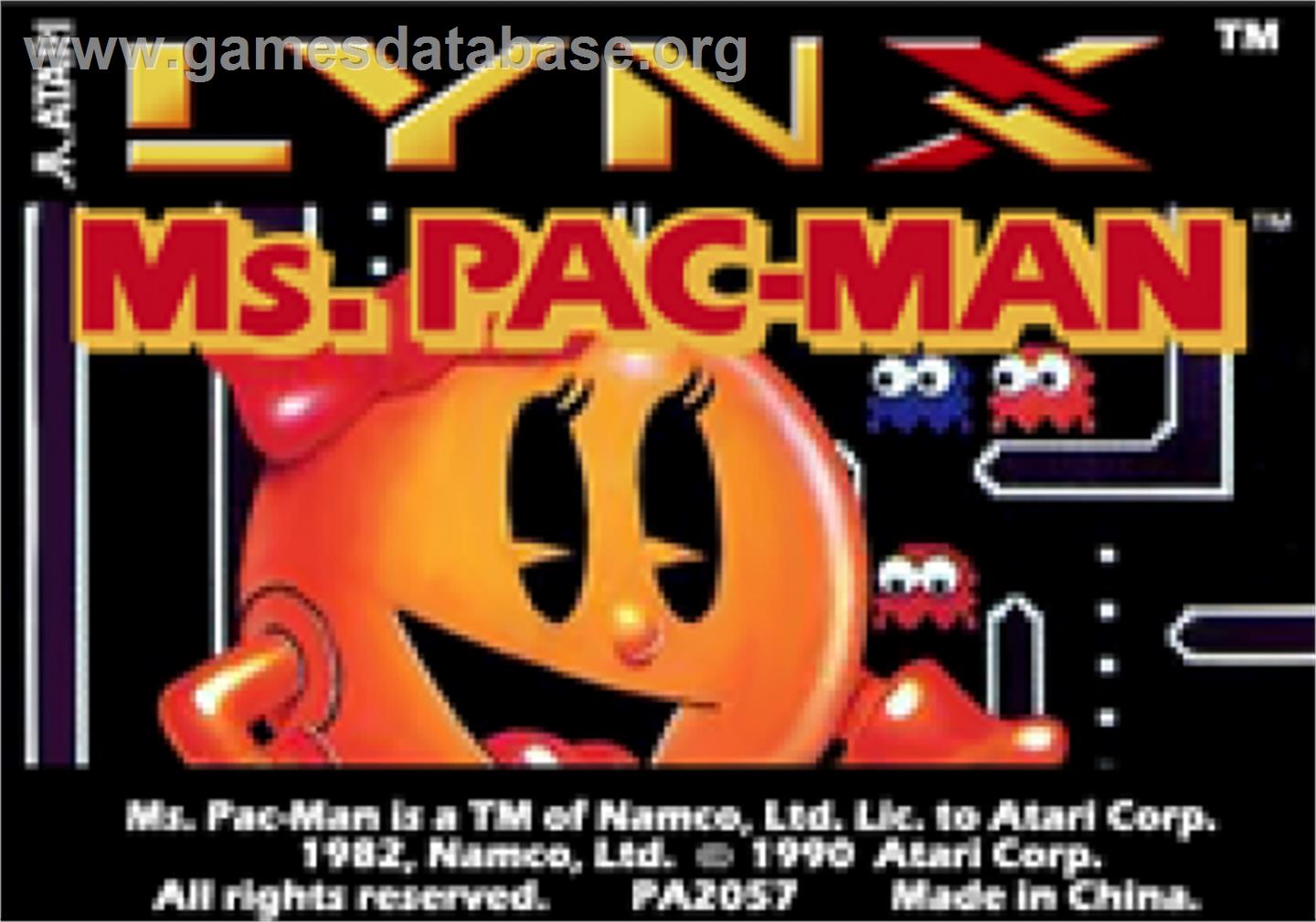 Ms. Pac-Man - Atari Lynx - Artwork - Cartridge Top