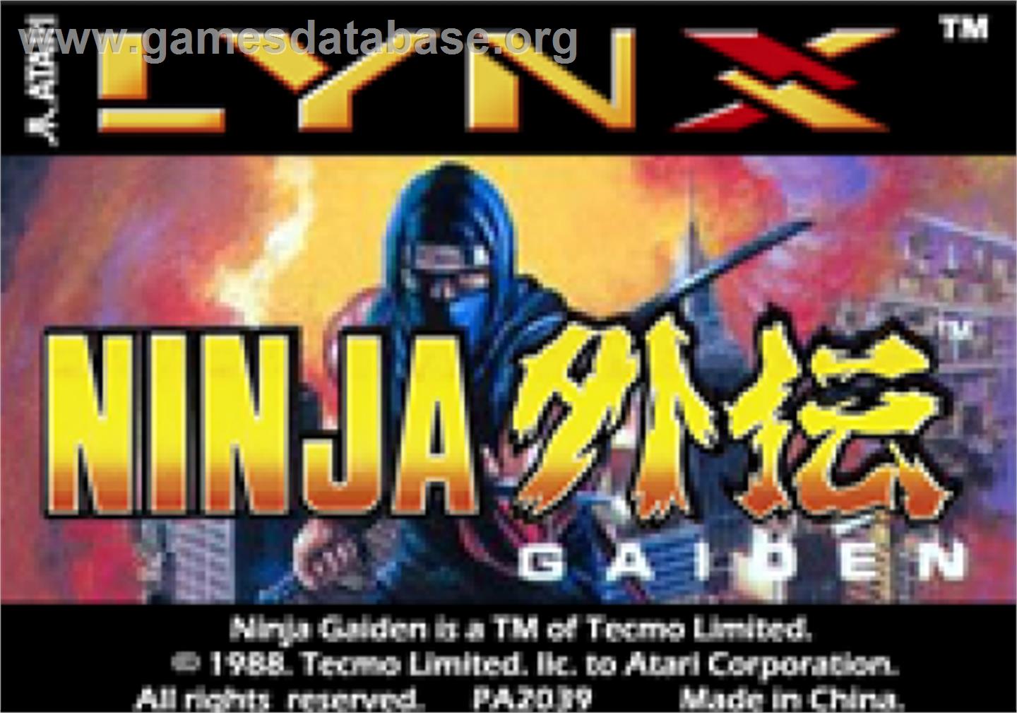 Ninja Gaiden - Atari Lynx - Artwork - Cartridge Top