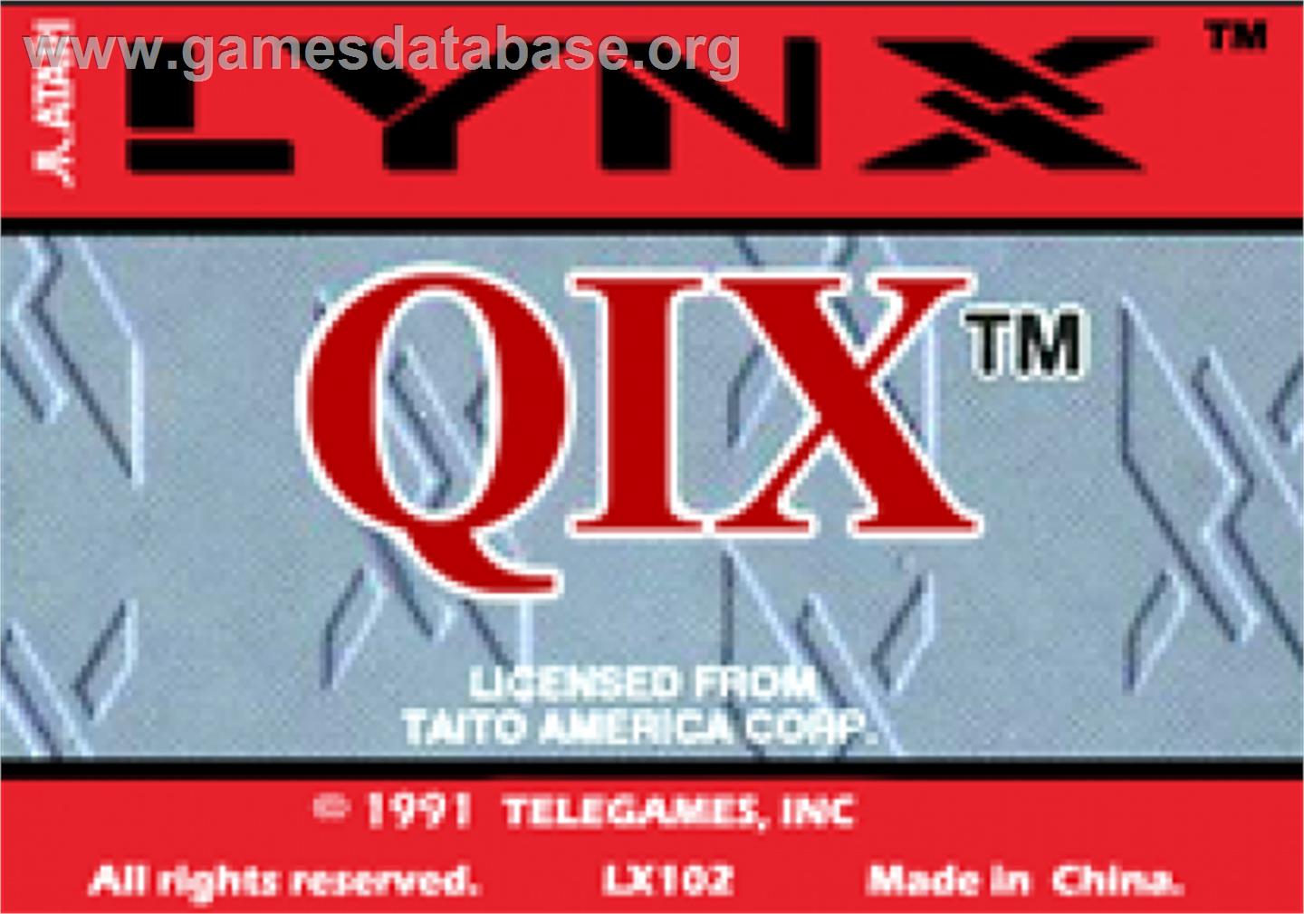 QIX - Atari Lynx - Artwork - Cartridge Top