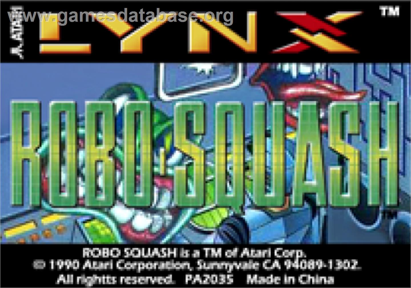 Robo-Squash - Atari Lynx - Artwork - Cartridge Top
