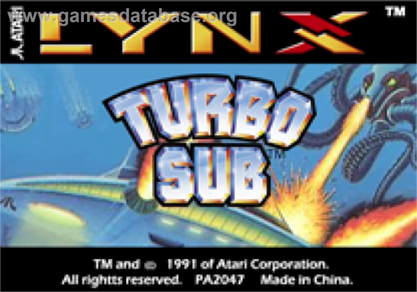 Turbo Sub - Atari Lynx - Artwork - Cartridge Top