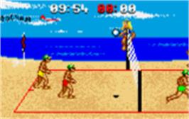 In game image of Malibu Bikini Volleyball on the Atari Lynx.