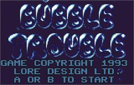 Title screen of Bubble Trouble on the Atari Lynx.