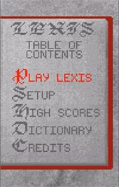 Title screen of Lexis on the Atari Lynx.