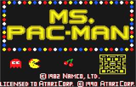 Title screen of Ms. Pac-man on the Atari Lynx.