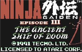 Title screen of Ninja Gaiden III: The Ancient Ship of Doom on the Atari Lynx.