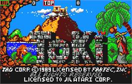 Title screen of Toki: Going Ape Spit on the Atari Lynx.