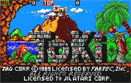 Title screen of Toki on the Atari Lynx.