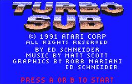 Title screen of Turbo Sub on the Atari Lynx.