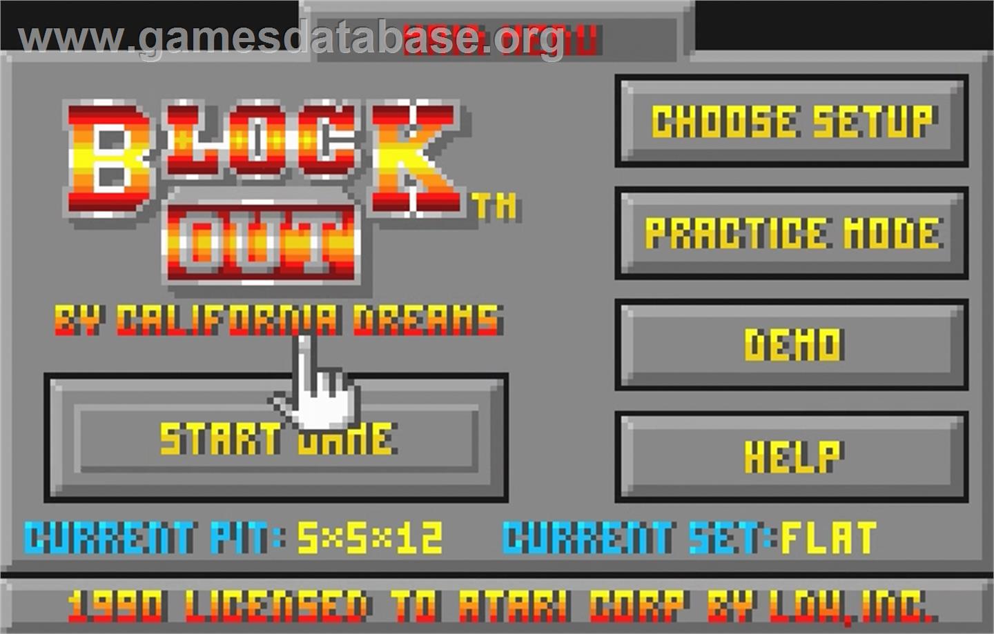 Blockout - Atari Lynx - Artwork - Title Screen
