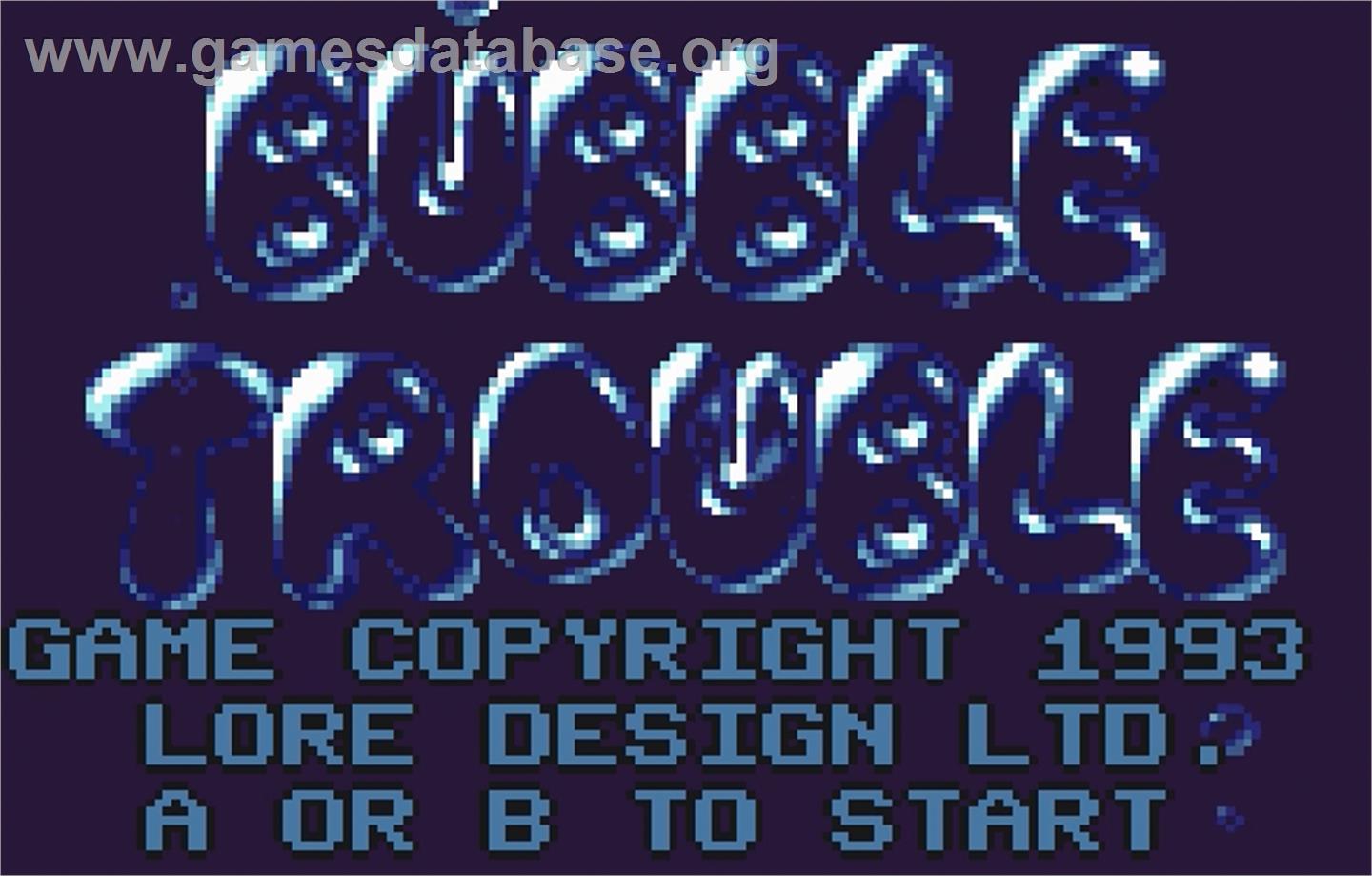 Bubble Trouble - Atari Lynx - Artwork - Title Screen