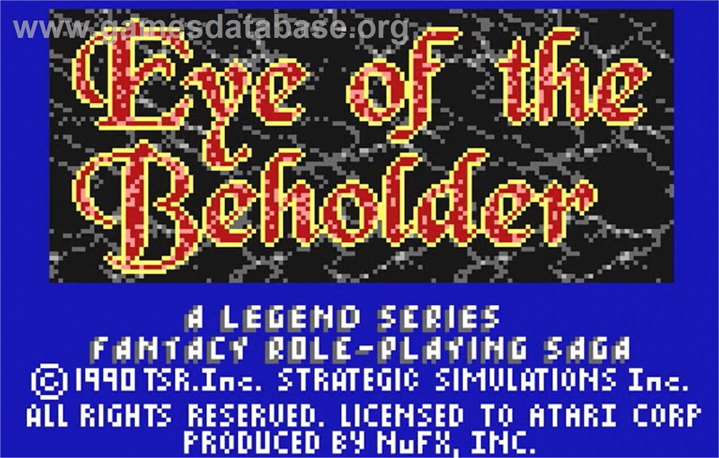 Eye of the Beholder - Atari Lynx - Artwork - Title Screen