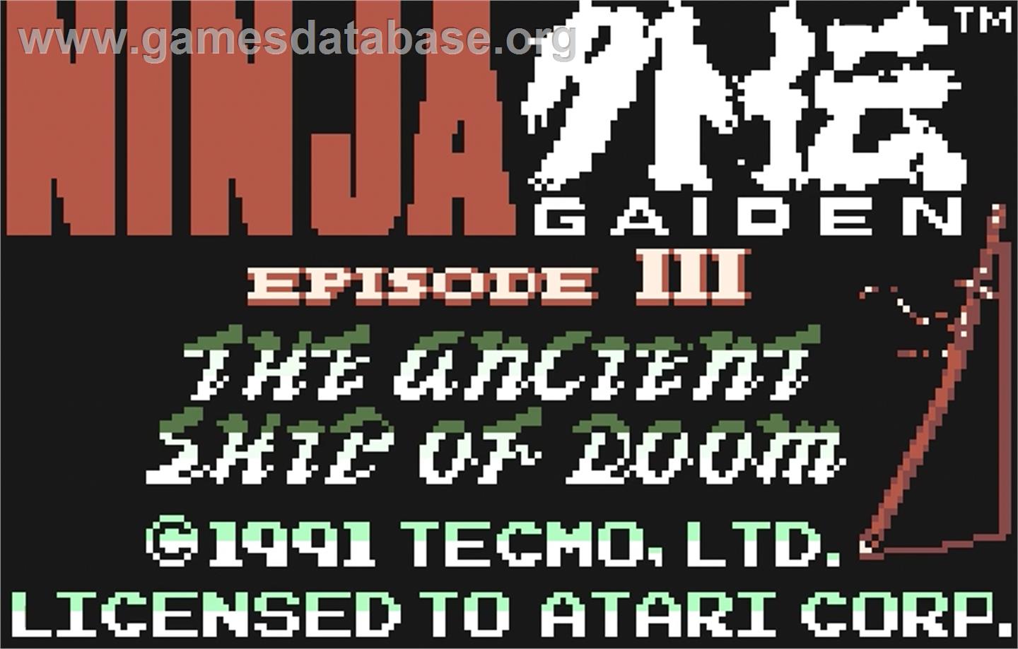 Ninja Gaiden 3 - The Ancient Ship Of Doom - Atari Lynx - Artwork - Title Screen