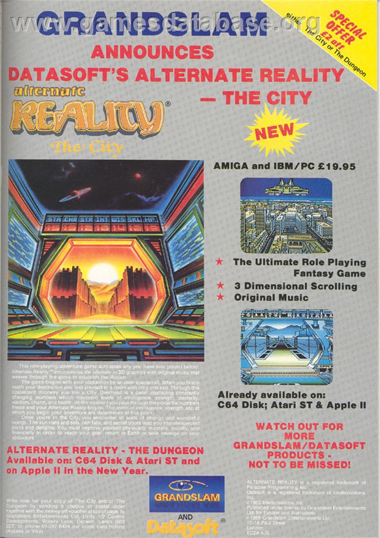 Alternate Reality: The City - Apple II - Artwork - Advert