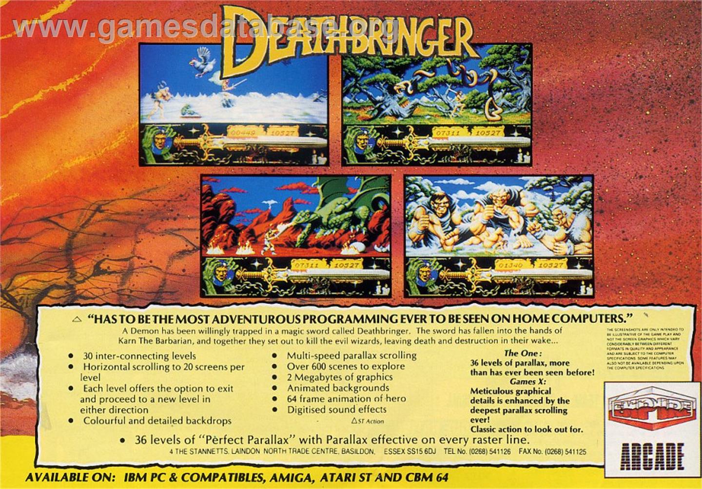 Deathbringer - Commodore Amiga - Artwork - Advert