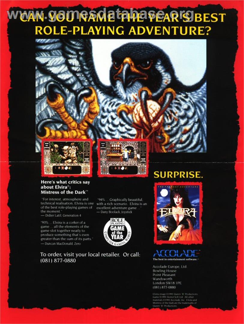 Elvira: Mistress of the Dark - Atari ST - Artwork - Advert