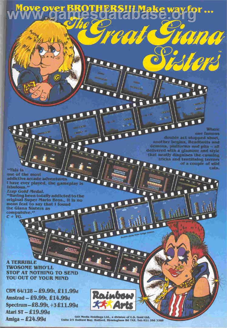 Great Giana Sisters, The - Commodore Amiga - Artwork - Advert