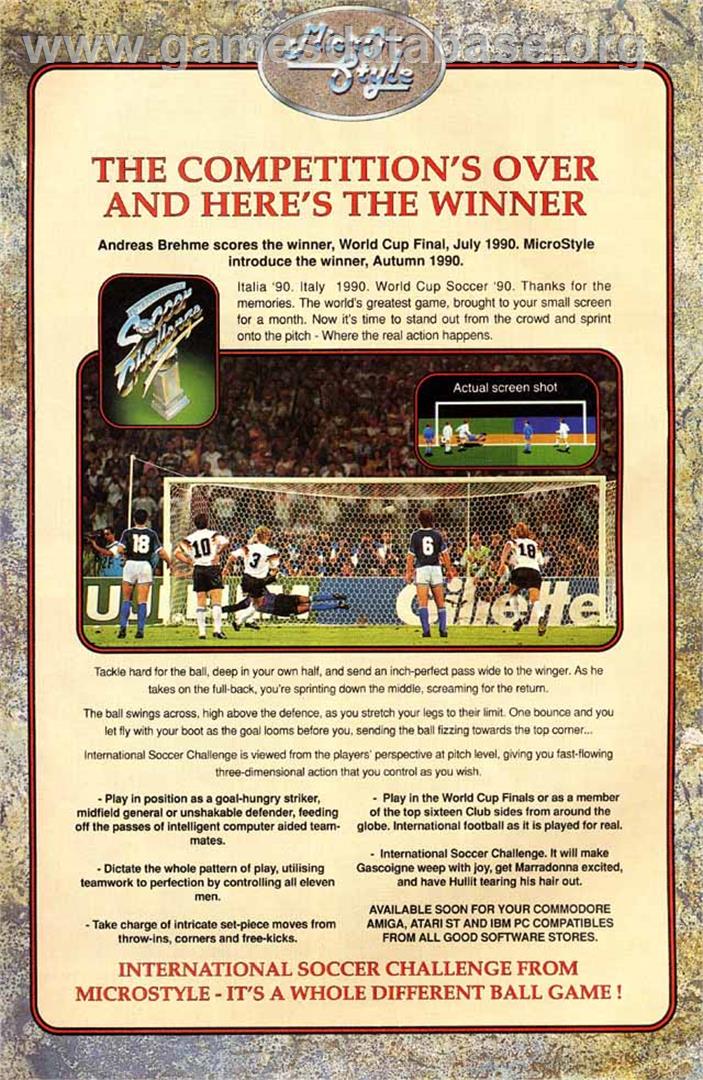 International Soccer Challenge - Atari ST - Artwork - Advert