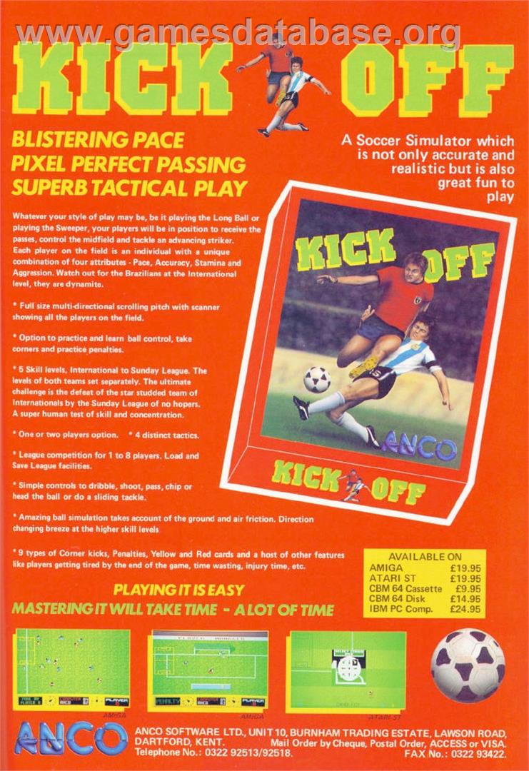 Kick Off: Extra Time - Commodore Amiga - Artwork - Advert