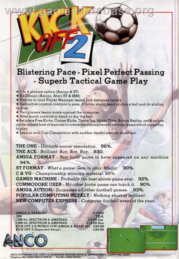 Kick Off 2: The Final Whistle - Commodore Amiga - Artwork - Advert