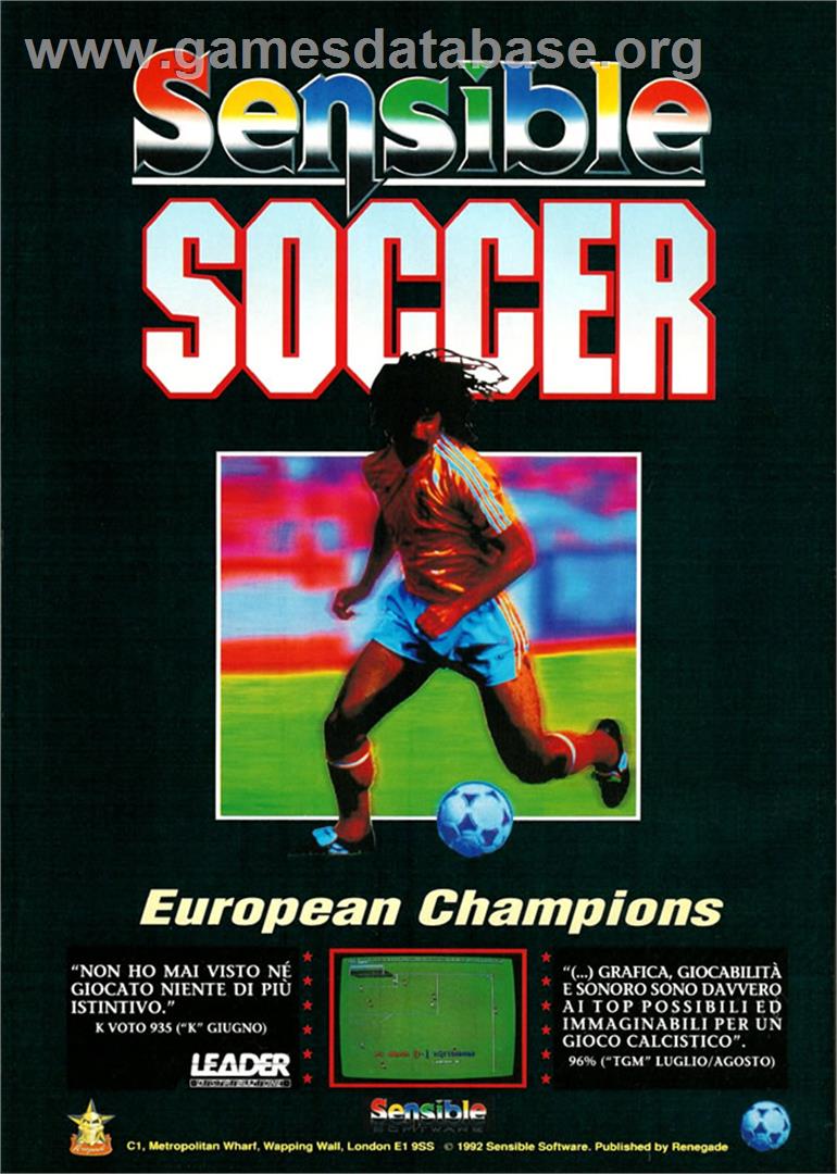 Sensible Soccer: European Champions: 92/93 Edition - Sega Game Gear - Artwork - Advert