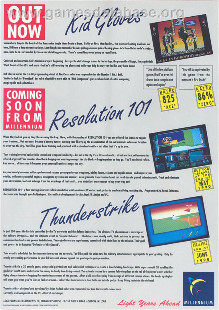 Thunderstrike - Atari ST - Artwork - Advert