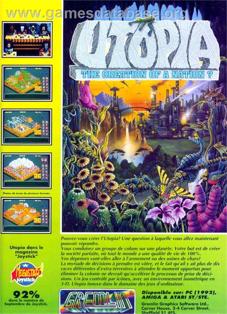 Utopia - The Creation Of A Nation - Nintendo SNES - Artwork - Advert