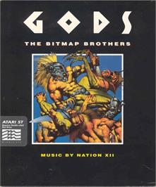 Box cover for Gods on the Atari ST.