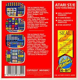 Box back cover for Advanced Fruit Machine Simulator on the Atari ST.