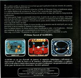 Box back cover for Albedo on the Atari ST.