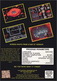 Box back cover for Aliants - The Desperate Battle For Earth on the Atari ST.
