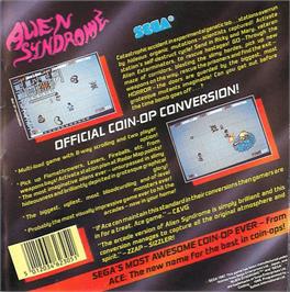 Box back cover for Alien Syndrome on the Atari ST.