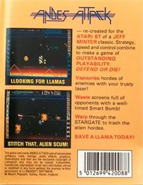 Box back cover for Andes Attack on the Atari ST.