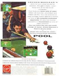 Box back cover for Archer MacLean's Pool on the Atari ST.