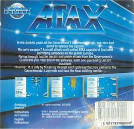 Box back cover for Atax on the Atari ST.