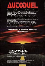 Box back cover for Autoduel on the Atari ST.