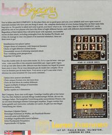 Box back cover for Bad Company on the Atari ST.