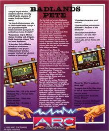 Box back cover for Badlands Pete on the Atari ST.