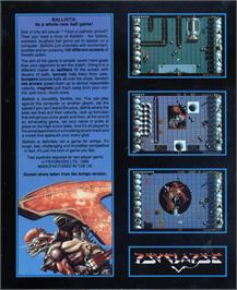 Box back cover for Ballistix on the Atari ST.