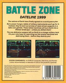 Box back cover for BattleZone on the Atari ST.