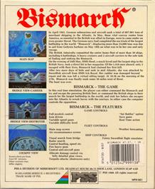 Box back cover for Bismarck on the Atari ST.