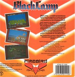 Box back cover for Black Lamp on the Atari ST.